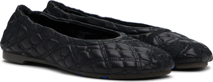 Burberry Black Leather Sadler Ballerina Flats - Image 4
