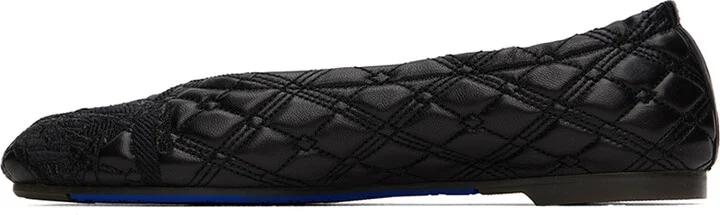 Burberry Black Leather Sadler Ballerina Flats - Image 3