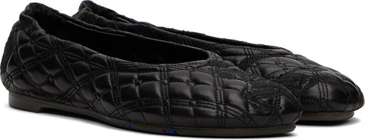 Burberry Black Leather Sadler Ballerina Flats - Image 4