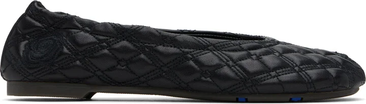 Burberry Black Leather Sadler Ballerina Flats