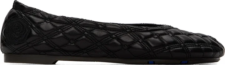 Burberry Black Leather Sadler Ballerina Flats