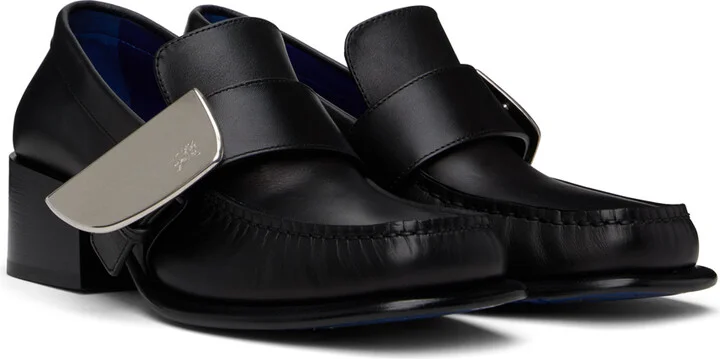 Burberry Black Leather Shield Loafers - Image 4