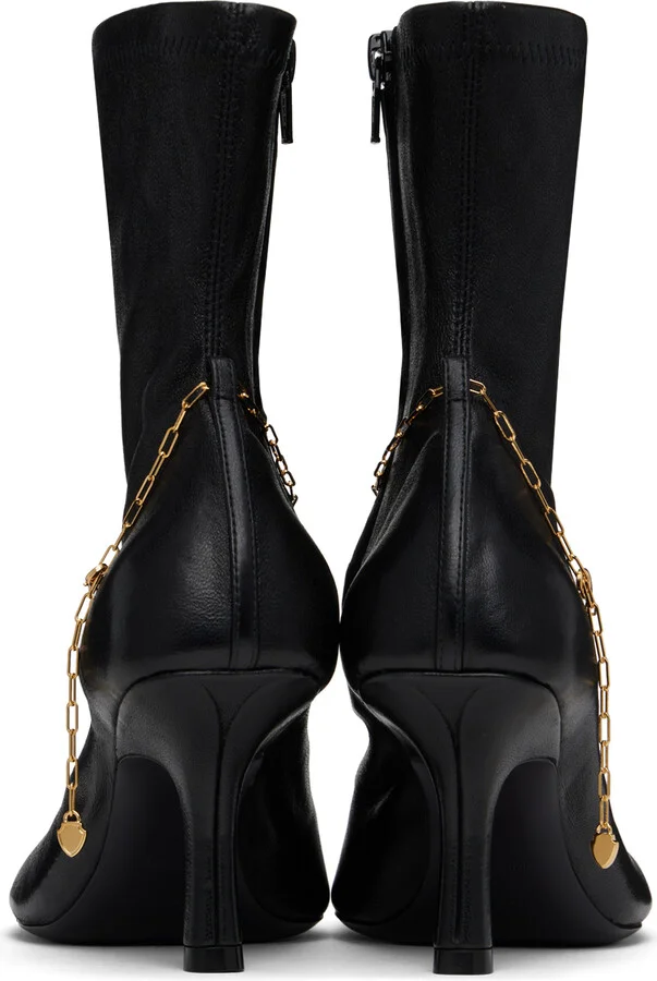 Burberry Black Leather Slinky Legging Low Boots - Image 2