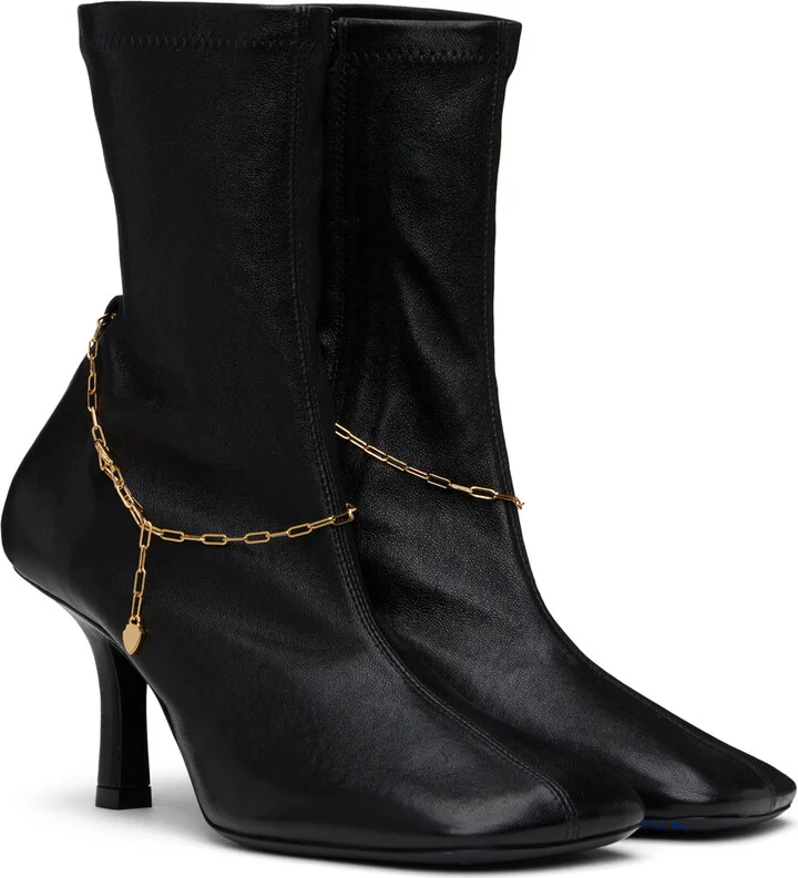 Burberry Black Leather Slinky Legging Low Boots - Image 4