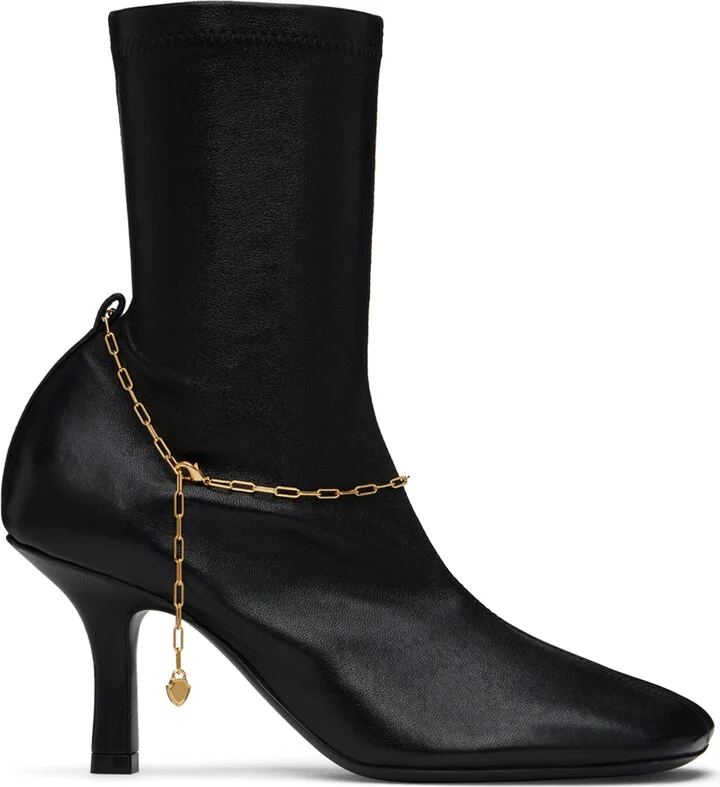 Burberry Black Leather Slinky Legging Low Boots
