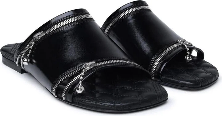 Burberry Black Leather Slippers - Image 2