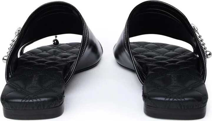 Burberry Black Leather Slippers - Image 4
