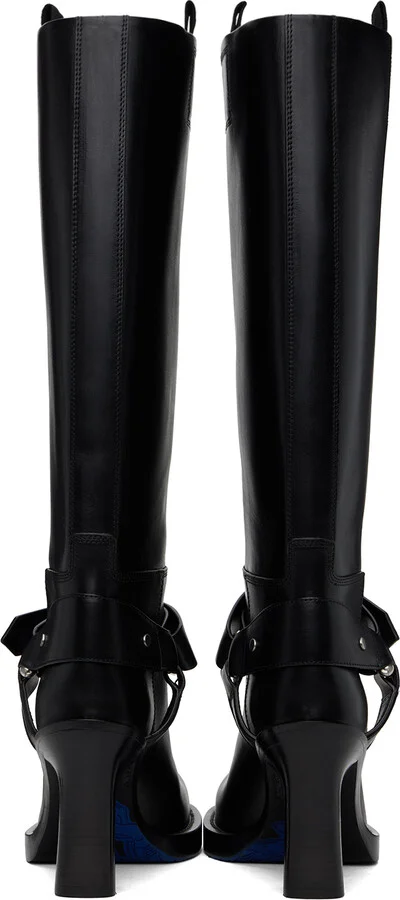 Burberry Black Leather Stirrup High Boots - Image 2