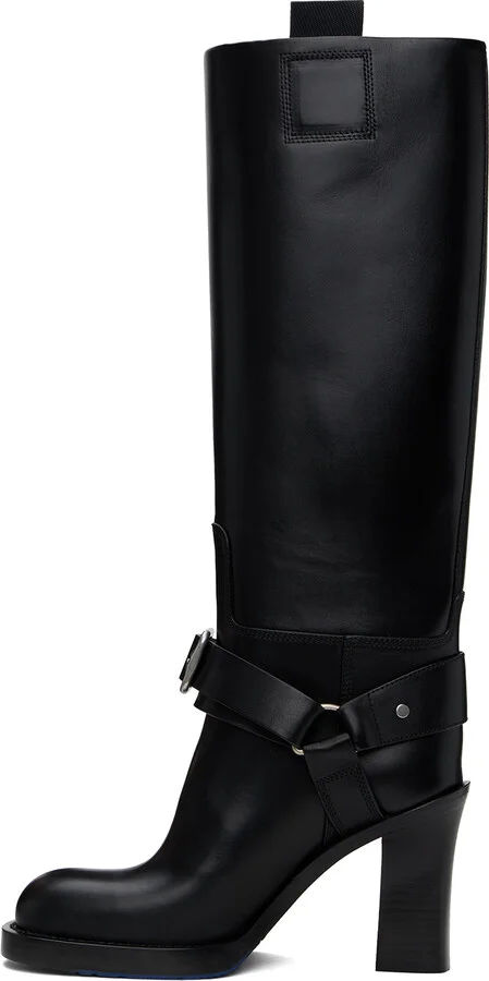 Burberry Black Leather Stirrup High Boots - Image 3