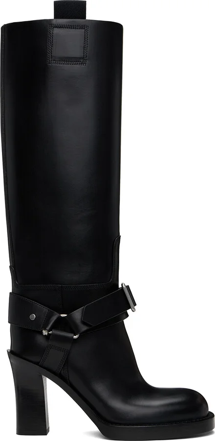 Burberry Black Leather Stirrup High Boots