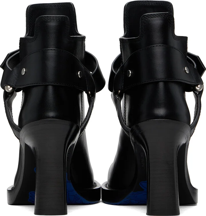 Burberry Black Leather Stirrup Low Boots - Image 2