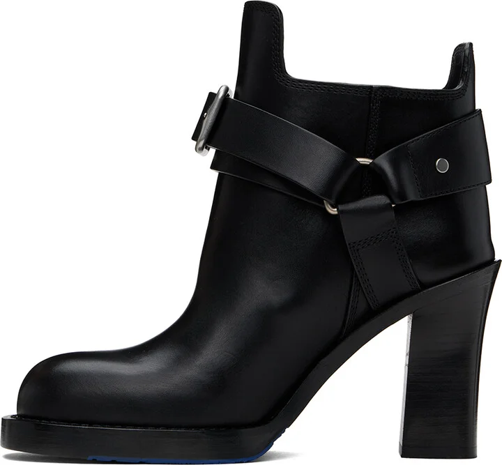 Burberry Black Leather Stirrup Low Boots - Image 3
