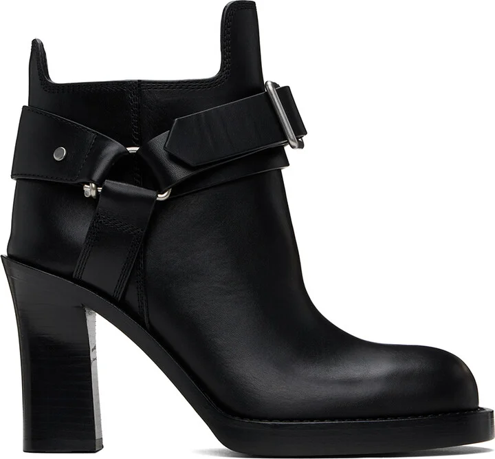 Burberry Black Leather Stirrup Low Boots