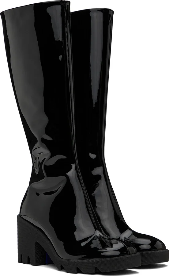 Burberry Black Leather Stride Boots - Image 4
