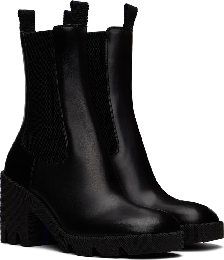 Burberry Black Leather Stride Chelsea Boots - Image 4