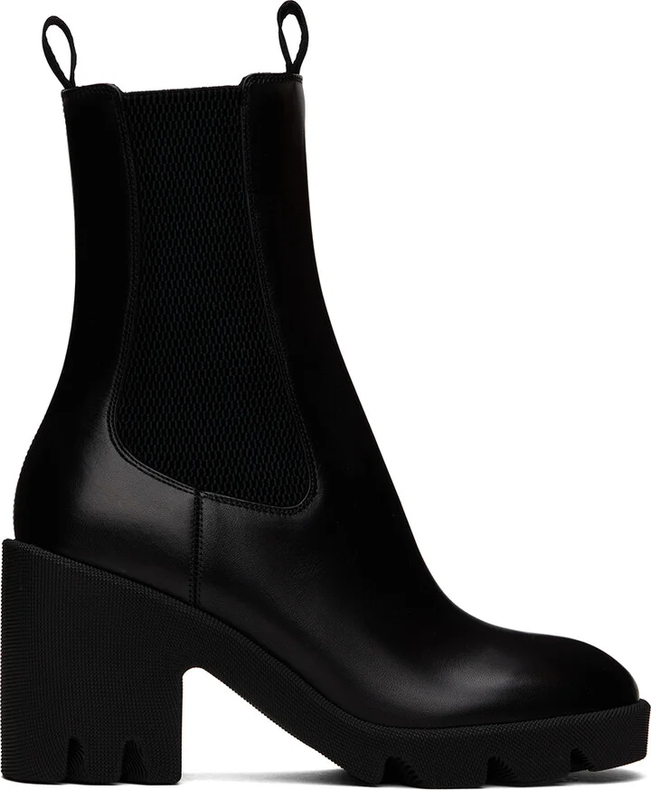 Burberry Black Leather Stride Chelsea Boots