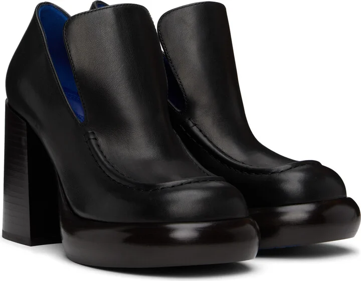 Burberry Black Leather Wedge Heels - Image 4