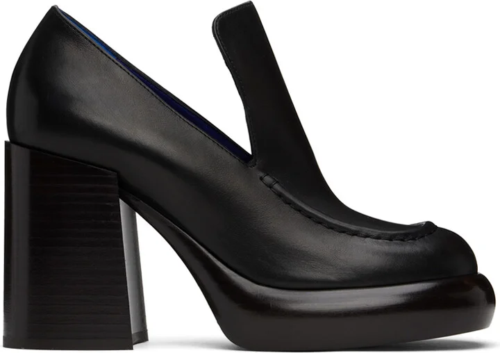 Burberry Black Leather Wedge Heels
