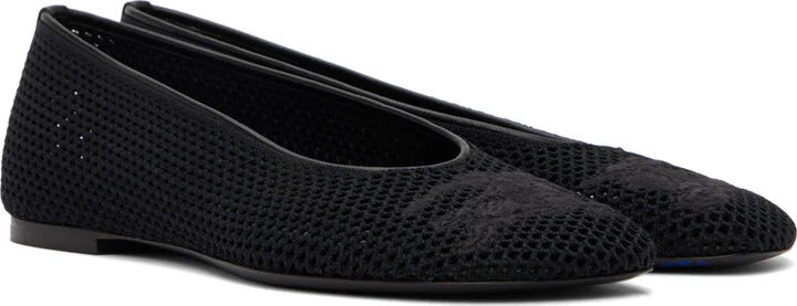 Burberry Black Mesh Ballerina Flats - Image 4