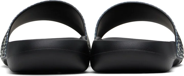 Burberry Black & Off-White Check Dive Slides - Image 2