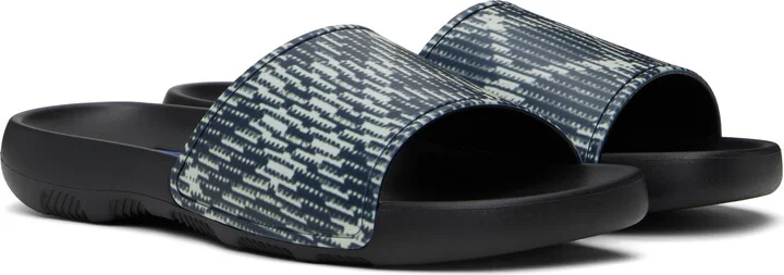 Burberry Black & Off-White Check Dive Slides - Image 4