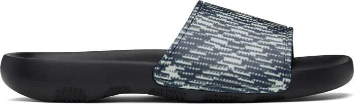 Burberry Black & Off-White Check Dive Slides