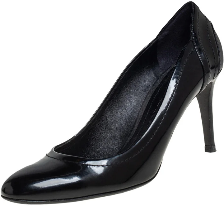 Burberry Black Patent Leather and Coated Canvas Pumps Size 40
