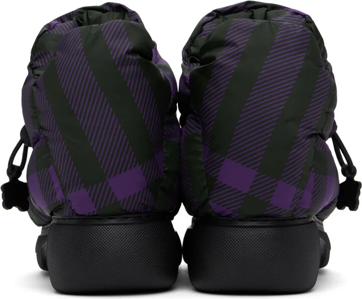Burberry Black & Purple Check Pillow Boots - Image 2