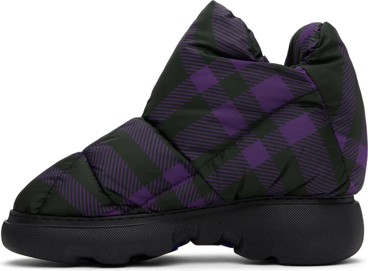 Burberry Black & Purple Check Pillow Boots - Image 3