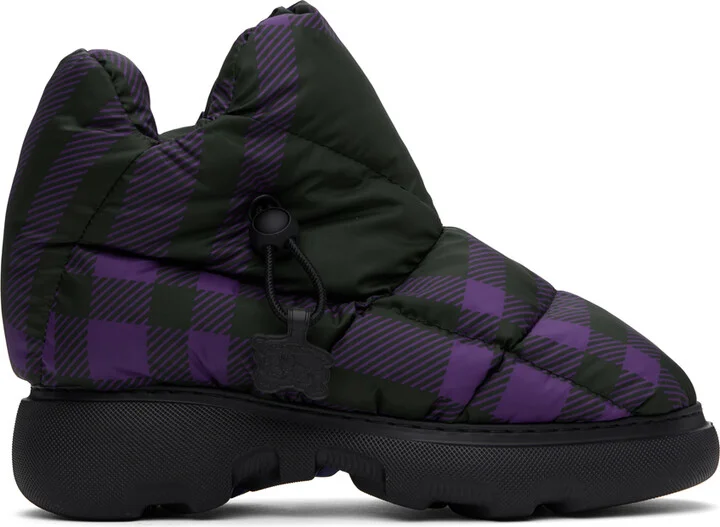 Burberry Black & Purple Check Pillow Boots