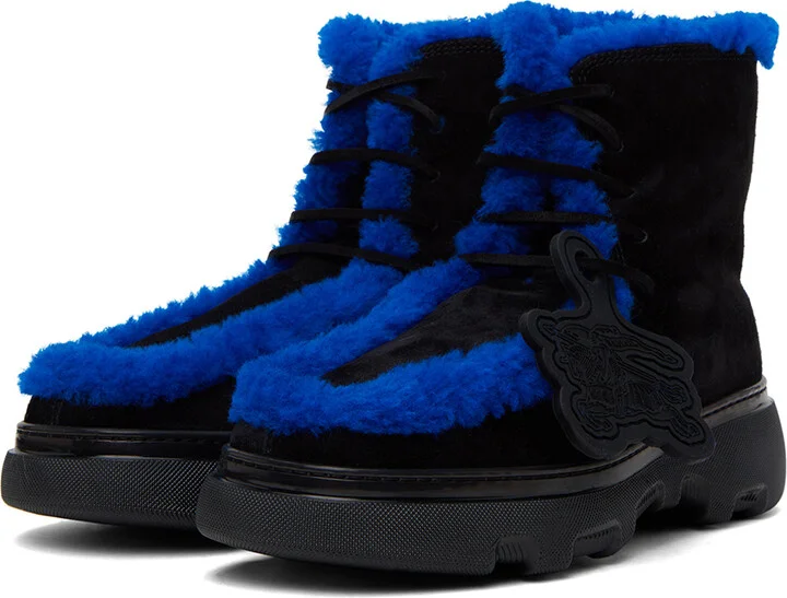 Burberry Black Shearling Creeper Boots - Image 5