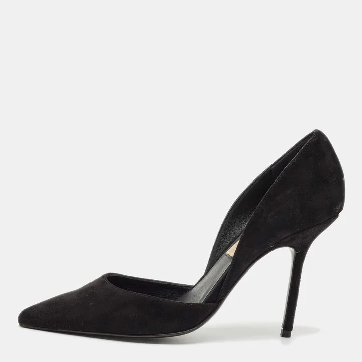 Burberry Black Suede Vernoff D'orsay Pumps Size 37.5