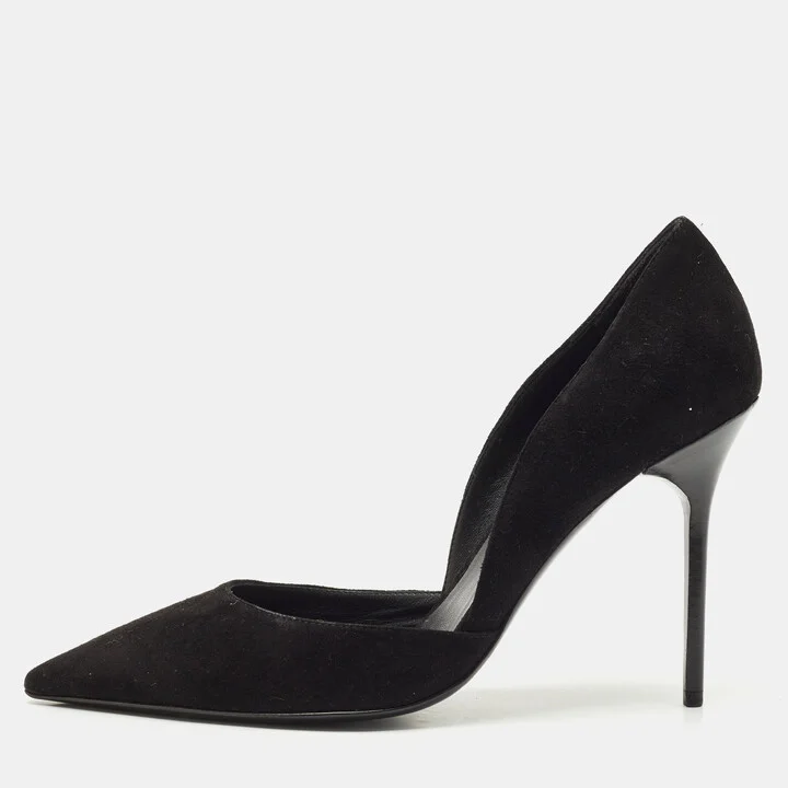 Burberry Black Suede Virna Pointed Toe D'Orsay Pumps Size 38