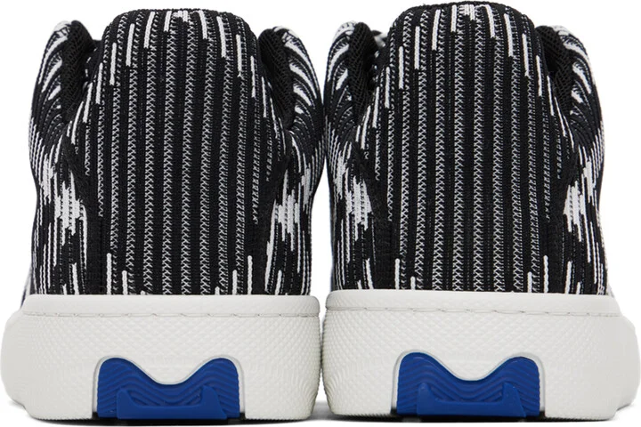 Burberry Black & White Check Knit Box Sneakers - Image 2