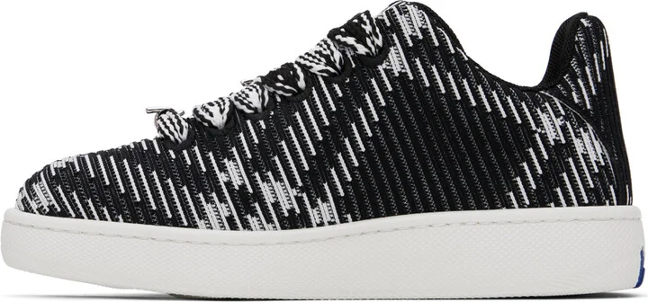 Burberry Black & White Check Knit Box Sneakers - Image 3