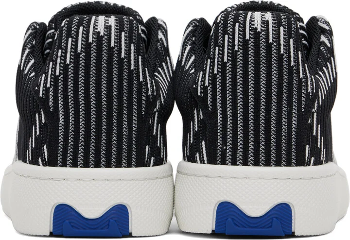 Burberry Black & White Check Knit Box Sneakers - Image 2