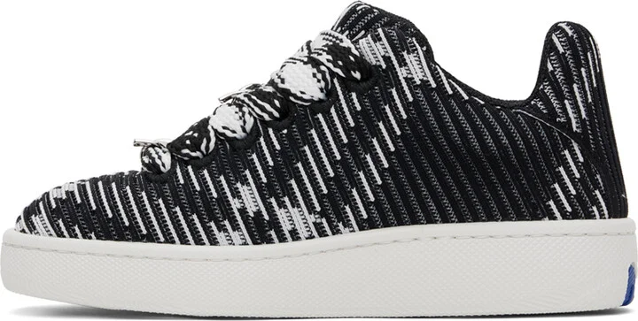 Burberry Black & White Check Knit Box Sneakers - Image 3