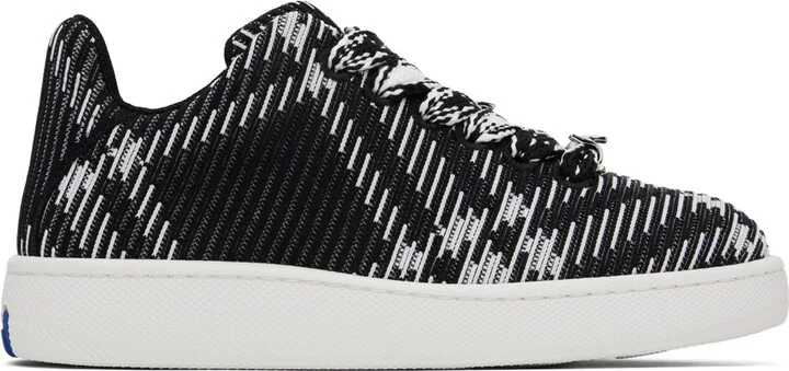 Burberry Black & White Check Knit Box Sneakers