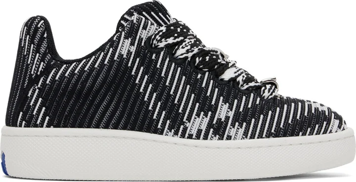 Burberry Black & White Check Knit Box Sneakers