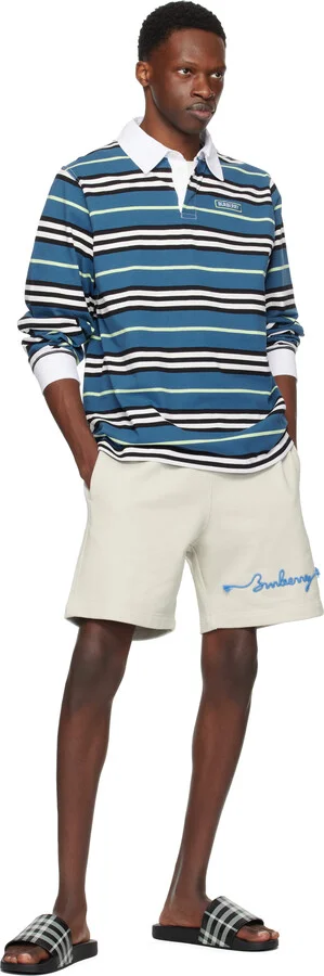 Burberry Black & White Check Pool Slides - Image 5