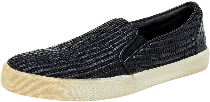 Burberry Black Woven Raffia Slip On Sneakers Size 41