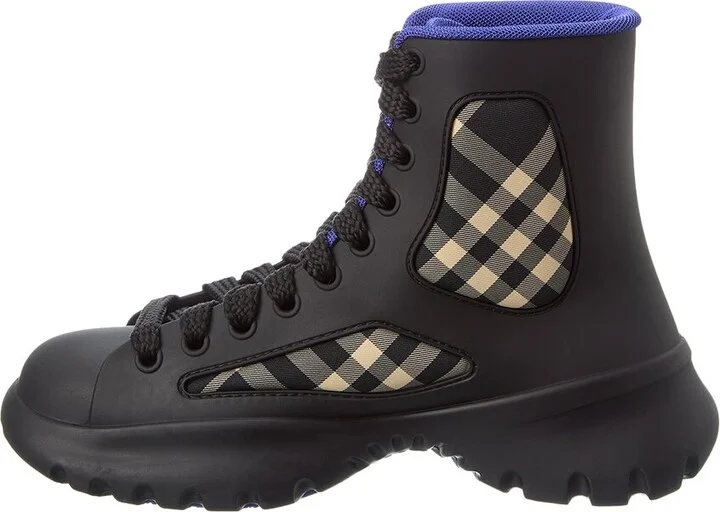 Burberry Boulder Lace-Up Rubber & Canvas Boot - Image 2