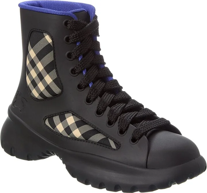 Burberry Boulder Lace-Up Rubber & Canvas Boot