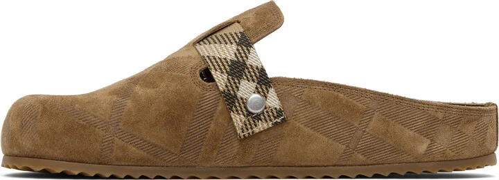 Burberry Brown Check Suede Urchin Clogs - Image 3