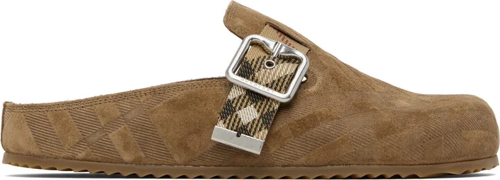 Burberry Brown Check Suede Urchin Clogs