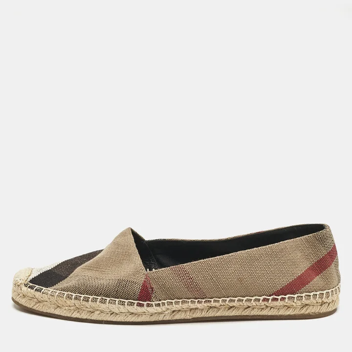 Burberry Brown House Check Canvas Espadrille Flats Size 41