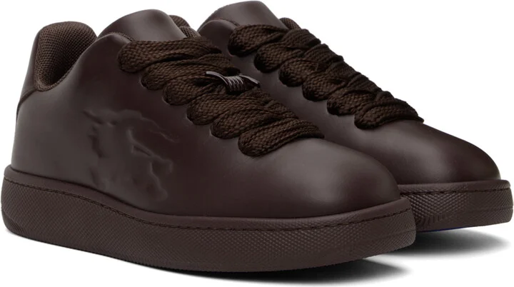 Burberry Brown Leather Box Sneakers - Image 4