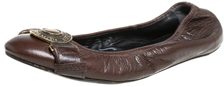 Burberry Brown Leather Embellished Ballet Flats Size 39