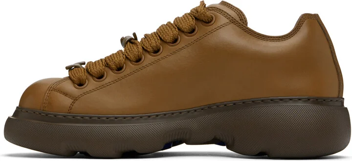 Burberry Brown Leather Ranger Sneakers - Image 3
