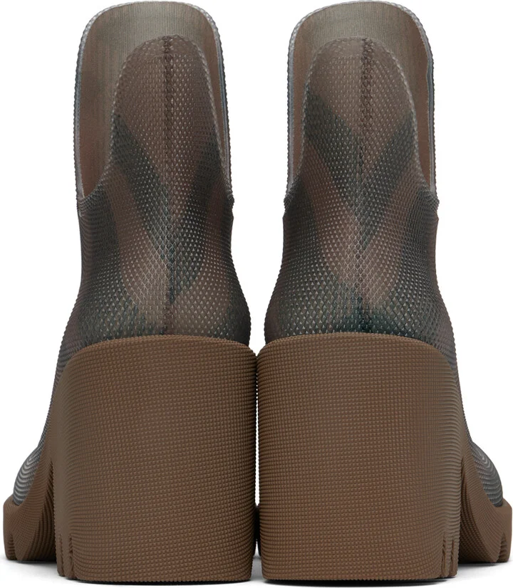 Burberry Brown Rubber Marsh Heel Boots - Image 2